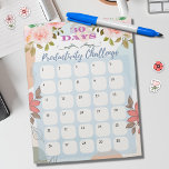 Floral Design 30 Days Productivity Challenge Notepad<br><div class="desc">The "Floral Design 30 Days Productivity Challenge Notepad" is a compact and visually appealing tool designed to help individuals stay productive and on track for a month-long period. Measuring 8.5 x 11 inches, the notepad features a beautiful floral design and includes 30 rectangle shapes, each labelled with a number from...</div>