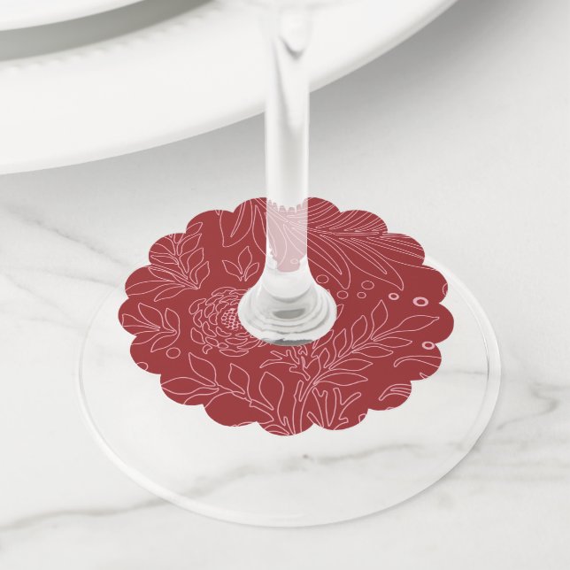 Floral Design 30 Wine Glass Tag (Close Up)