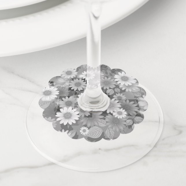 Floral Design 3 Wine Glass Tag (Close Up)