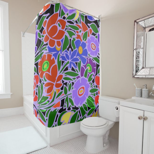 Floral Design #5 Shower Curtain (In Situ)