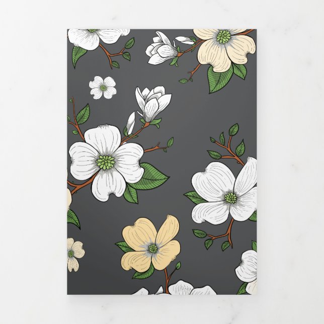 Floral Design 5 Tri-Fold Holiday Card (Cover)