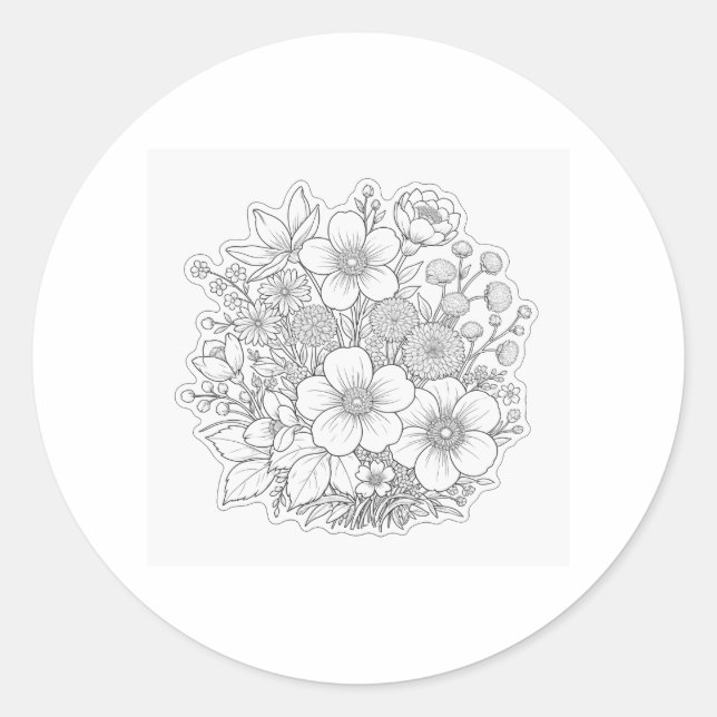 Floral design art classic round sticker (Front)