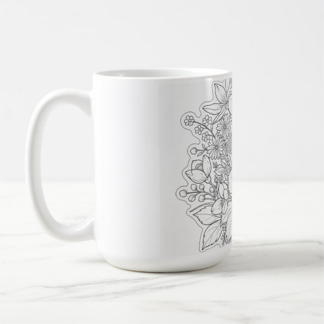 Floral design art coffee mug (Left)