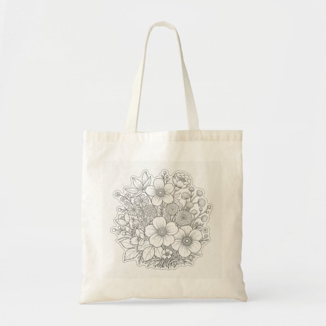 Floral design art tote bag (Front)