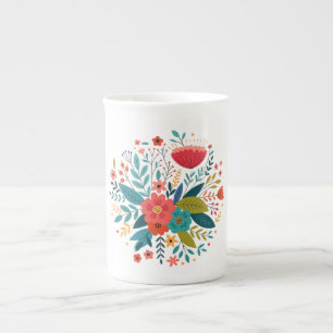 floral design bone china mug