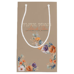 Floral Design Business - Elegant Rustic Kraft Boho Small Gift Bag