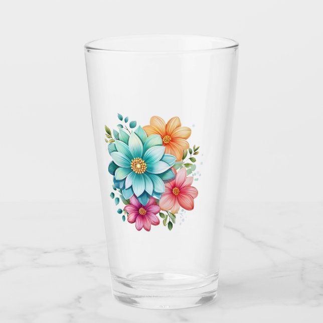 Floral Design Drinking Glass (Front)