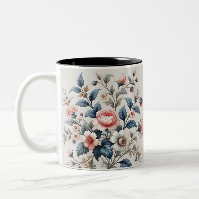 Floral Design Elegant Coffee Mug (Left)