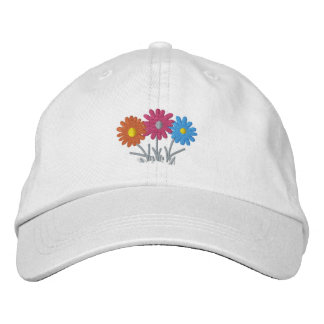 Floral design embroidered hat