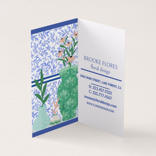 Floral Design Folded Business Card (Inside)