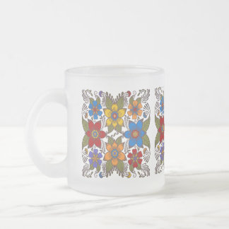 Floral Design Frosted Glass Coffee Mug