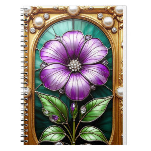 Floral Design in Golden Frame Notebook