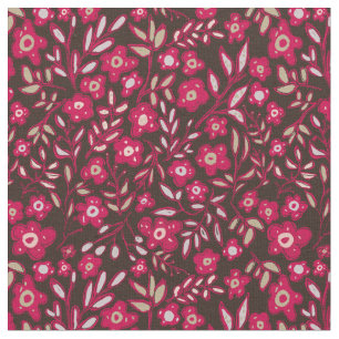 Floral Design in Rich Magenta and Black  Fabric