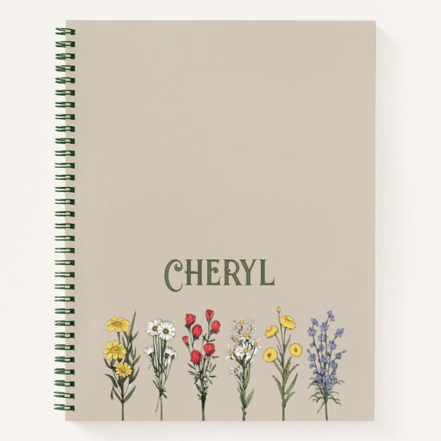 Floral Design Journal Spiral Notebook (Front)