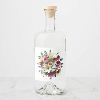 Floral Design Liquor Bottle Label