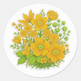 Floral design print art  classic round sticker