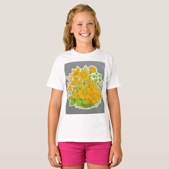 Floral design print  T-Shirt (Front Full)
