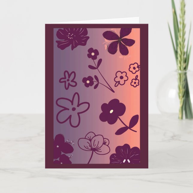 Floral Design print with a touch of pink Card (Front)