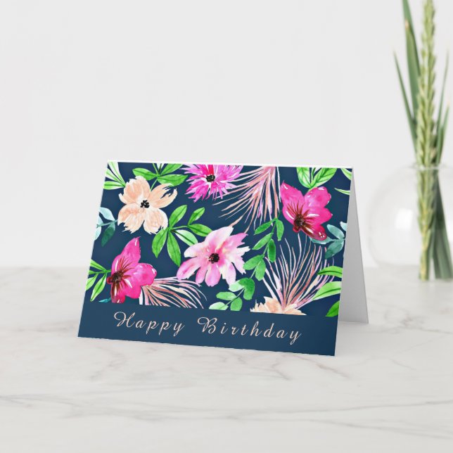 FLORAL DESIGN WATERCOLOR ART HAPPY BIRTHDAY CARD (Front)