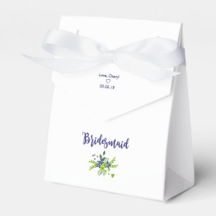 Floral Design with Bridesmaid in Blue & Green Favour Box