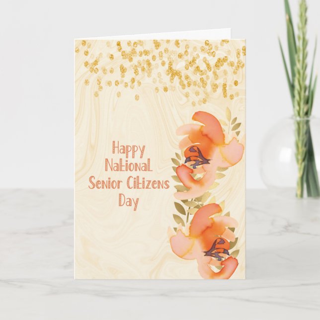 Floral Design with Faux Diamonds for Senior Day Card (Front)