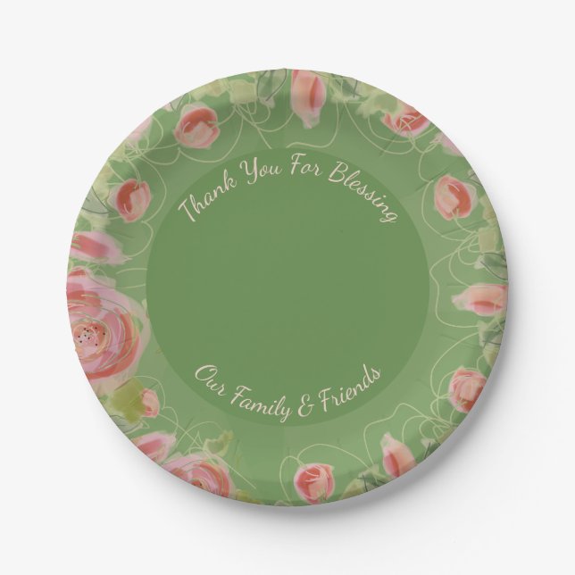 Floral Design With Green Paper Plate (Front)