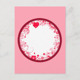 Floral design with hearts postcard