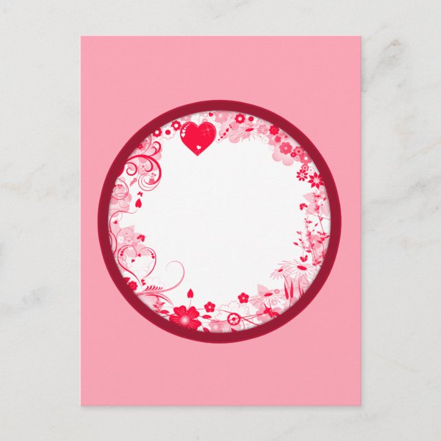 Floral design with hearts postcard (Front)