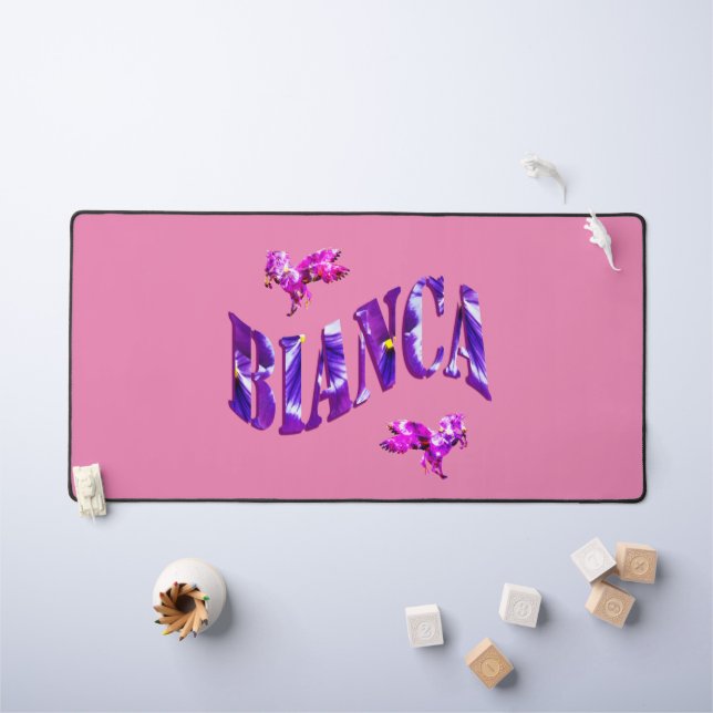 Floral Designed Bianca Name, Desk Mat (Kids Table)