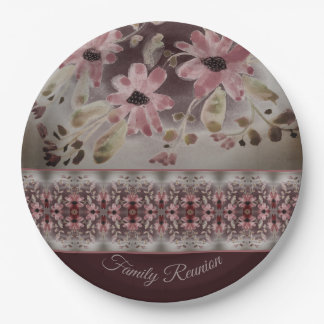 Floral Designed With Plum Paper Plate