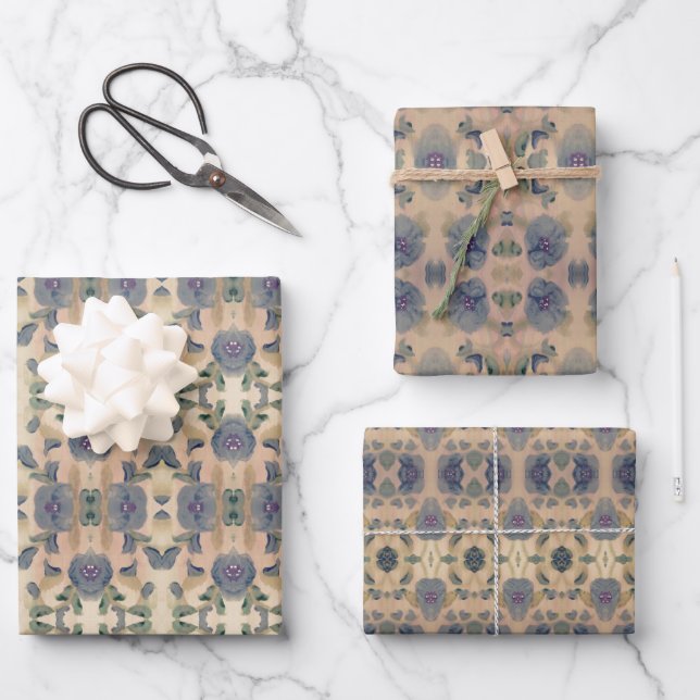Floral Designer Patterned Wrapping Paper Sheet (Front)