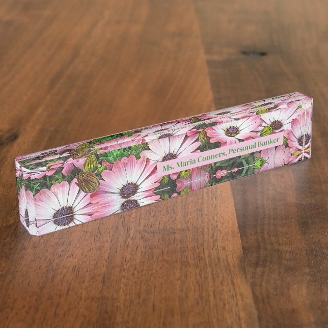 FLORAL DESK NAMEPLATE, CUSTOMIZABLE NAMEPLATE (Side)