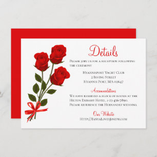 Floral Details Red Rose Flower - Wedding Party Invitation