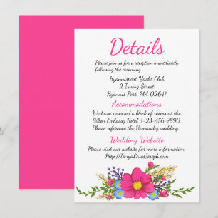 Floral Details Wedding Pink Magenta Flowers Invitation