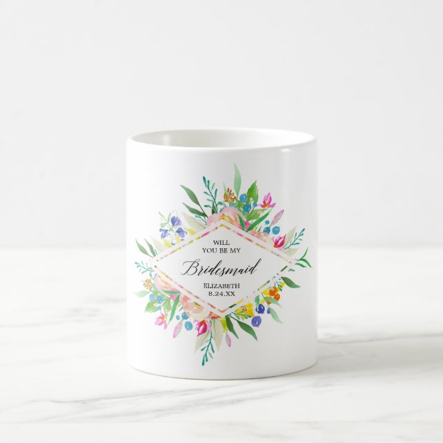 Floral Diamond Bridesmaid Coffee Mug (Center)