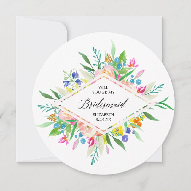 Floral Diamond Bridesmaid Invitation (Front)