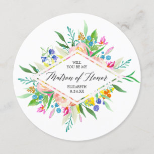 Floral Diamond Bridesmaid Matron of Honour Invitation