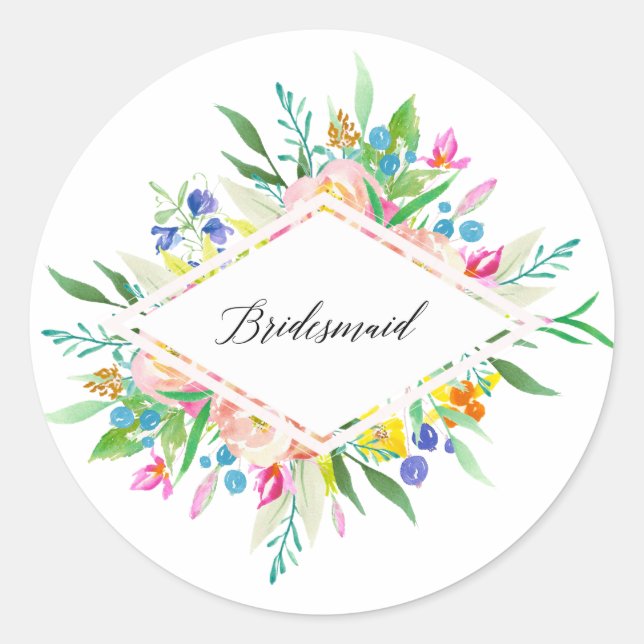 Floral Diamond Bridesmaid Sticker (Front)