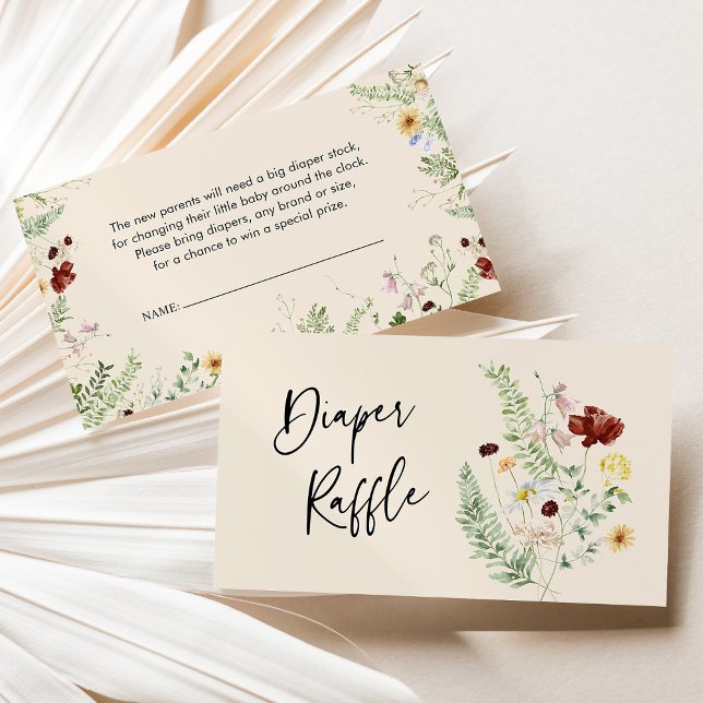 Floral Diaper Raffle Baby Shower Enclosure Card (Creator Uploaded)