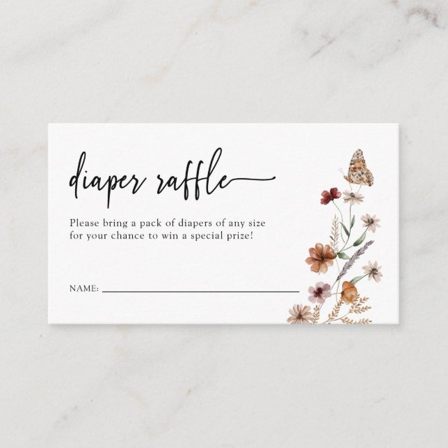 Floral Diaper Raffle Enclosure Card (Front)