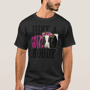 Floral Diary Cow Just Little Moody Heifer Cow Far T-Shirt