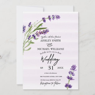 Floral Digital Lavender Romantic Wedding Invitation