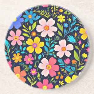 Floral Digital Painting Flowers Pattern-38875 Coaster