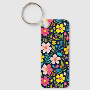 Floral Digital Painting Flowers Pattern-38875 Key Ring