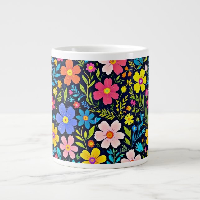 Floral Digital Painting Flowers Pattern-38875 Large Coffee Mug (Front)