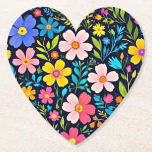 Floral Digital Painting Flowers Pattern-38875 Paper Coaster