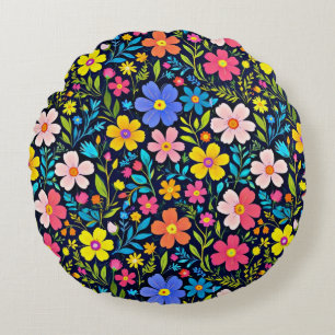 Floral Digital Painting Flowers Pattern-38875 Round Cushion