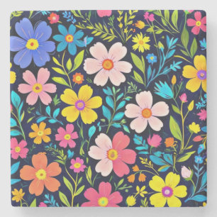 Floral Digital Painting Flowers Pattern-38875 Stone Coaster