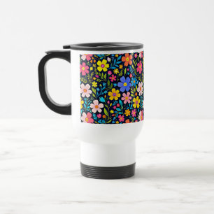 Floral Digital Painting Flowers Pattern Travel Mug