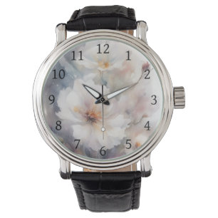 Floral Digital Watercolor Flowers Purple Orange 1 Watch